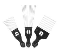 CLISPEED 3 pièces Peigne à Cheveux Acier Inoxydable avec Dents Larges Double Face Démêlant pour Cheveux Bouclés Afro Outil Coiffure pour Hommes et Femmes