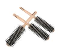 CLISPEED 3 Pièces Peigne à Friser Rond Brosse en Poils de Sanglier Doux en Bois, Khaki, Petit, Moyen et Grand, Démêlage Doux pour Cheveux Épais et Bouclés, Voyage et Salon de Coiffure,