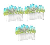 CLISPEED 3 Pièces Peigne Cheveux Décoratif Cristal Naturel Motif Triple Lune Accessoire Cheveux Femme pour Mariage et Fêtes Coiffure Élégante et Artisanale