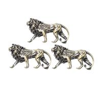 CLISPEED 3 pièces Porte-clés Lion Laiton Vintage Mini Figurines Animales Décoratives Sculpture Lion Compact pour Bureau et Maison Accessoire Pratique et Élégant