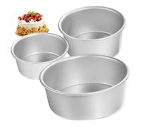 CLISPEED 3 pièces Set de Moules à Gâteau Ronds Aluminium Antiadhésifs Moules Pâtisserie Polyvalents pour Chiffon Cake Cheesecake et Desserts Variés