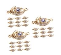CLISPEED 30 Pièces Mini Evil Eye Charms For Jewelry Crafting Alloy Vintage Necklace Charms DIY Pendant For Bracelet And Necklace Accessories Protective Symbol Design