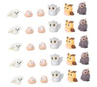 CLISPEED 30 Pièces Miniature Owl Figurines Set Small Resin Animal Statues for Fairy Garden Succulent Pot Aquarium DIY Crafting and Micro Landscape Decoration