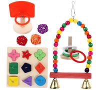 CLISPEED 4 Ensembles Lot de Jouets à Mâcher pour Perroquets Bois Ensemble de Jouets Entraînement pour Oiseaux Stimule Intelligence Accessoires Indispensables pour Couleur Couleur Aléatoire
