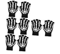 CLISPEED 4 Paires Gants sans Doigts Tricotés Lumineux à Motif Squelette pour Halloween Mitaines Chaudes Hiver pour Fête Cosplay et Sports Extérieur