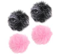 CLISPEED 4 pièces Bonnettes Microphone Vent Peluche Noir Blanc Rose Housses Protectrices Souples pour Micros Accessoires Pratiques pour Studio et Scène