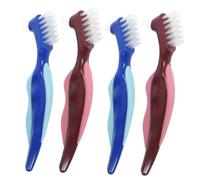 CLISPEED 4 pièces Brosse à Dentier Double Face Petite Lot de Rouge et Bleu Brosse de Nettoyage Pratique pour Appareils Dentaires et Prothèses pour Seniors