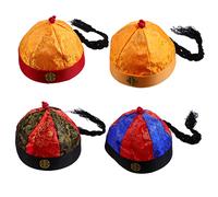 CLISPEED 4 Pièces Chapeau prince de la dynastie Qing tresser chapeaux en tissu rétro chapeau de costume chapeau de performance chapeau mandarin chapeau d'empereur chinois