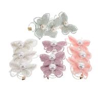 CLISPEED 4 Pièces Élastiques Cordon Téléphonique avec Noeud Dentelle et Perles Accessoires de Cheveux Spirale Doux et Extensibles Attaches Queue de Cheval Confortables et Filles