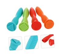 CLISPEED 4 pièces Géométriques Caoutchouc avec Poignée de Peinture Lavable pour Garçon Fille Kit Bricolage Art Créatif pour Garçon Fille Facile à Nettoyer Motifs Variés pour Imagination et