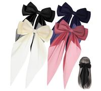 CLISPEED 4 Pièces Lot de Barrettes à Nœud en Ruban Pinces Cheveux Filles Femmes Accessoires Cheveux Longs