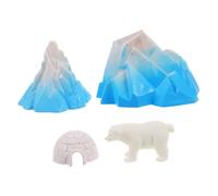 CLISPEED 4 pièces Miniatures Igloos Arctiques avec Figurines Décor Micro Paysage Réaliste pour Garçon Fille et Pâtisserie de Modèles de Maisons de Glace et Animaux Polaires