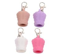 CLISPEED 4 Pièces Porte Capsule de à Silicone avec Anneau Porte Clés Caps de Remplacement pour Tubes de Gloss à Pratiques et Durables pour Sacs et Clés