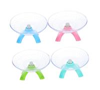 CLISPEED 4 Pièces Roue Silencieuse pour Petit Animal Lot de Soucoupes Volantes Transparentes et Colorées Bleu Rose Vert Menthe Vert Matcha pour Cage Entraînement Sécurisé et Exercice
