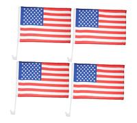 CLISPEED 4pièces Drapeaux Américains Pour Voiture Avec Clip De Fenêtre Drapeaux Décoratifs Résistants Aux Intempéries Pour Véhicules Parades Et Événements