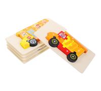 CLISPEED 5 Ensembles Puzzle Bois pour Garçon Fille de Jouets Éducatifs Camion de Pompiers Camion à Benne Autobus Train Voiture de Police Montessori et Sûr pour Développement Cognitif des
