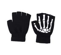 CLISPEED 5 Paires Gants Tricotés sans Doigts à Motif Squelette Lumineux pour Halloween Mitaines Chaudes et Confortables pour Sport et Fête