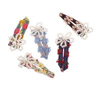 CLISPEED 5 Pièces Épingles à Cheveux Brodées De Fleurs Et Fausses Perles Pinces à Cheveux Fines Pour Femmes Pinces Côté Fleurie