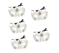CLISPEED 5 Pièces Masque Vénitien Décoratif Demi Visage Blanc pour Femme Masque de Halloween Accessoire Costume Carnaval Élégant et Confortable