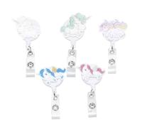 CLISPEED 5 pièces Porte-clés Extensible à Boucle Télescopique Porte-badge Rétractable Pratique pour Clés et Cartes Identité Clip Tournant pour Bureau et Usage Quotidien