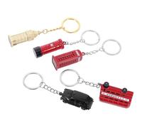CLISPEED 5 pièces Porte-clés Souvenir Londres Design Bus Rouge Cabine Téléphonique Boîte Aux Lettres Taxi Britannique Accessoires Décoratifs pour Hommes et Femmes