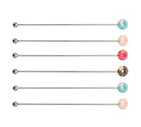 CLISPEED 6 Bâtonnets Mélangeurs à Cocktails Lot de 6 Plusieurs Styles de Beignets en Acier Inoxydable Réutilisables Accessoires pour Baristas et Soirées Plusieurs Styles