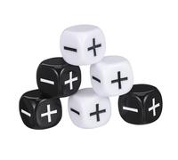CLISPEED 6 pièces à Signes Plus Moins Noir Blanc Gros Dés Plastique pour Jeux de Société Équilibrés et Faciles à Lire Adaptés Aux Garçon Fille et Fêtes