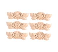 CLISPEED 6 Pièces Appliques Décoratives Non Peintes pour Mobilier Lot de Appliques Sculptées pour Décoration de Porte de Artistiques Massif