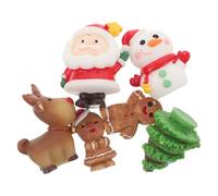 CLISPEED 6 pièces Décorations Noël Miniatures Bonhomme Épices Père Noël Bonhomme de Neige Sapin Renne Figurines pour Fêtes Hiver et Décorations de Table
