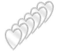 CLISPEED 6 Pièces Miroir de Téléphone de Cœur avec Strass Argentés, Accessoire de Maquillage Portable en Métal et Verre, Décoration Élégante pour Coque de Téléphone, pour DIY et Voyage