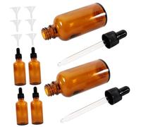 CLISPEED 6 pièces Set de Flacons Verre Teinté avec Pipettes et Entonnoirs Transparents pour Huiles Essentielles Femmes Petites Bouteilles Parfum Rechargeables Kit Pratique de Distribution