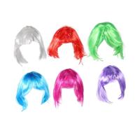 CLISPEED 6pièces Perruque de Déguisement Courte pour Femme Couleur Vive Style pour Soirée Halloween et Cosplay