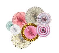 CLISPEED 8 Pièces Fleur d'éventail en Papier décorations de Guirlande d'anniversaire crêpe Decoration Noel Decoration de Noel éventail en Papier décoratif Fans de Papier Festival Golden