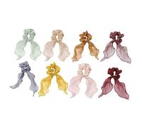CLISPEED 8 pièces Lot de Élastiques à Cheveux Femme Tulle Élastique avec Rubans Colorés Accessoires de Coiffure Chic et Pratiques