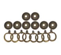 CLISPEED 8 pièces Poignées de Tiroir Rondes Bronze Antique Anneaux Décoratifs Vintage Tirants à Trou Unique Poignées Métalliques Robustes pour Meubles Commodes Armoires
