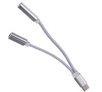 CLISPEED Adaptateur 2 en 1 pour écouteurs de charge pour téléphone et casque en alliage d'aluminium anti-abrasion pour écouter de la musique et charger en même temps Argenté pour un usage quotidien