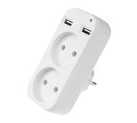 CLISPEED Adaptateur De Prise Multiple USB Double Sortie Europe, Compact Voyageur, Compatible Ac220-240v, Prise Double, Fonction Charge Rapide, Couleur Blanche