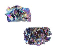 CLISPEED Amas de Cristaux Naturels 2Pcs Décoration en Cristal Naturel Multicolore Pierre de Cristal Fait Main Accessoire pour Aquarium Décoration de Maison