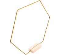 CLISPEED Anneau Métallique Doré 30 CM X 3 MM avec Support en Bois Naturel Hexagonal Cercle Floral Décoratif DIY pour Centre de Table Mariage Structure de Couronne Multifonction pour