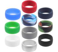 CLISPEED Anneaux en Silicone Lisse 10 Pièces pour Hommes, Style Simple | Confortables et Respectueux Peau, pour Activités Aquatiques, Escalade, Maintien Quotidien
