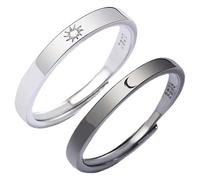 CLISPEED Bague Couple Lune Soleil Réglable Inoxydable pour Set Bagues Promesses Symbolisant et Anneaux Ouverts Confortables et Élégants