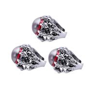 CLISPEED Bague Œil de Diable en Acier Inoxydable Rouge, Anneau Ouvert Ajustable, Ensemble 3 Pièces Punk, Bijou Homme pour Fête et Usage Quotidien