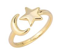 CLISPEED Bague Ouverte Étoile Lune Réglable Dorée En Alliage Léger, Bague Mode Femme, Bijoux Pour Soirées à Thème Et Cosplay, Taille Unique Ajustable