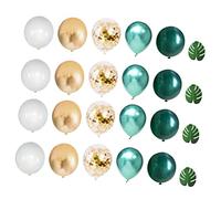 CLISPEED Ballons Décoratifs Jungle et Tropical 60 Pcs, Latex sans Odeur, Vert Foncé et Blanc Doré, Kit de Guirlande D'arche Polyvalent pour Fête et Baby Shower