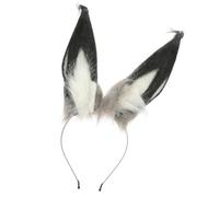 CLISPEED Bandeau Oreilles de Lapin Peluche Doux Serre-tête Cosplay Lapin Noir Blanc Gris Accessoire Déguisement Carnaval Pâques et Confortable