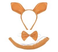 CLISPEED Bandeau Oreilles Kangourou en Peluche Douce 3 Pièces Queue et Nœud, Accessoire Cosplay et Fête pour Garçon et Filles et Adultes, Costume Animalier pour Anniversaire et Carnaval