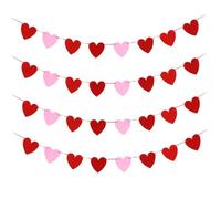 CLISPEED Bannière Décorative en Feutre 4 Pièces de Cœur Rouge et Rose Saint-valentin, Bannière Murale Légère et Réutilisable, Décoration de Fête Romantique pour Maison et Événements