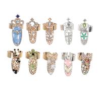CLISPEED Bijoux de Doigt Lot de 10 Bagues à Ongles avec Cristaux, Taille Unique, Accessoires pour Manucure et Pédicure, Adaptés aux Événements et Styles Vestimentaires Style Aléatoire