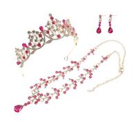 CLISPEED Bijoux De Mariée Avec Diadème Boucles D'oreilles Et Collier Couronne En Cristaux Et Bandeau Pour Femme Pour Mariage Et Soirée