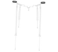 CLISPEED Bijoux de Tête Vintage Pompon Longue Argenté pour Femmes et Filles, Accessoire Cheveux Mariage Bohème Festival, Chaîne Frontale Élégante Style Rétro